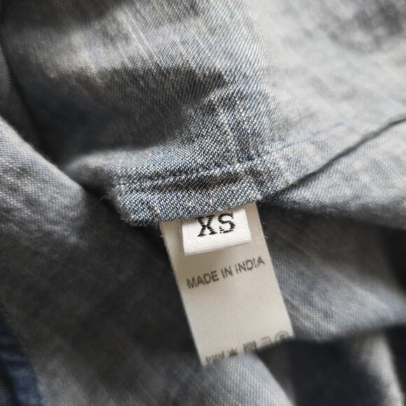 Banjanan Denim Chambray Tunic Mini Dress Size XS Long Sleeve Boho Cottage - Picture 7 of 9